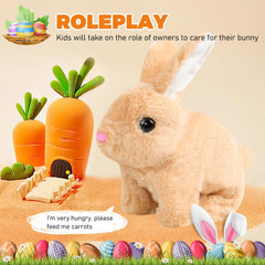 Hopping walking rabbit toy with soft plush