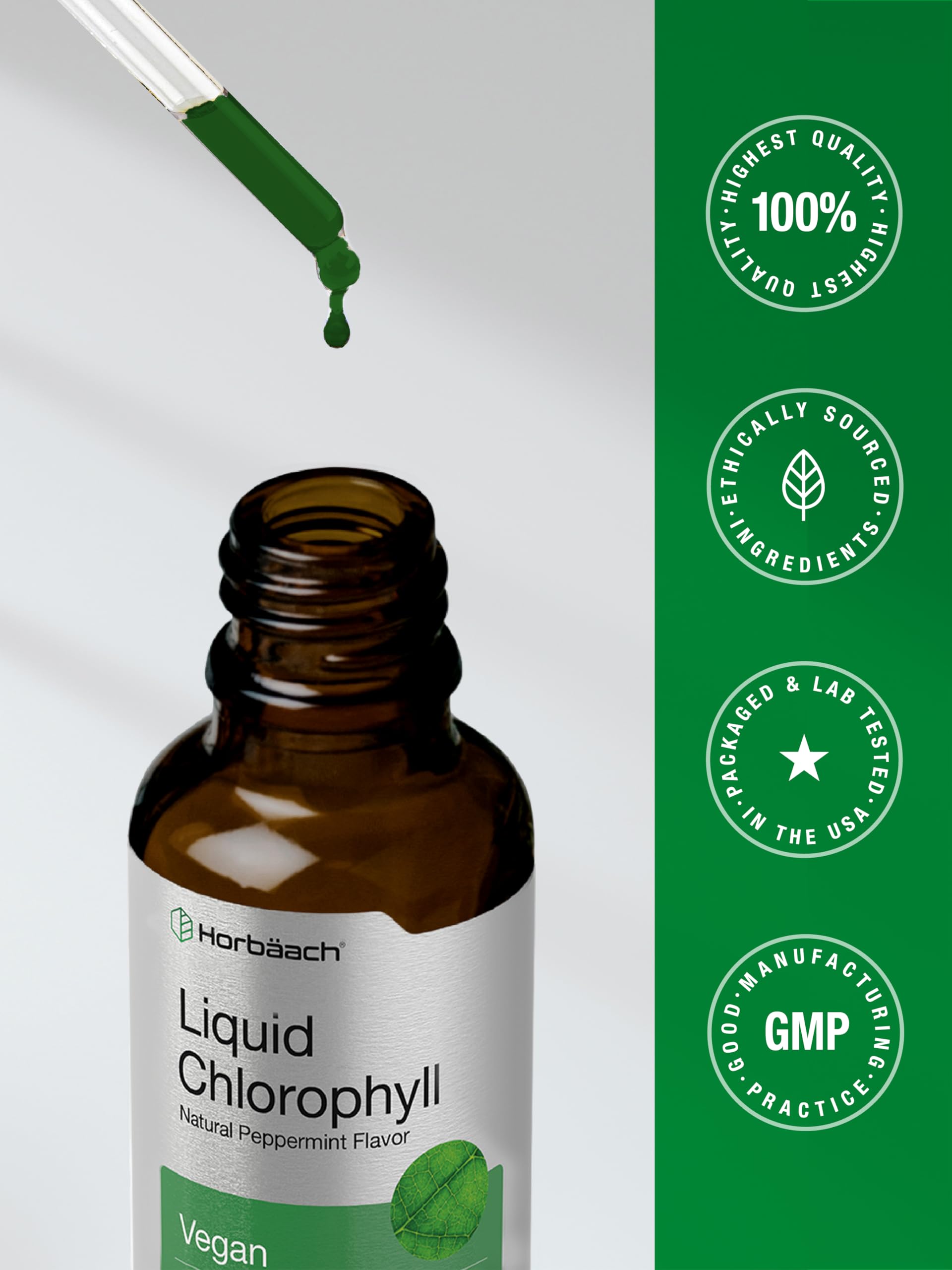 Peppermint flavored chlorophyll drops packaging label