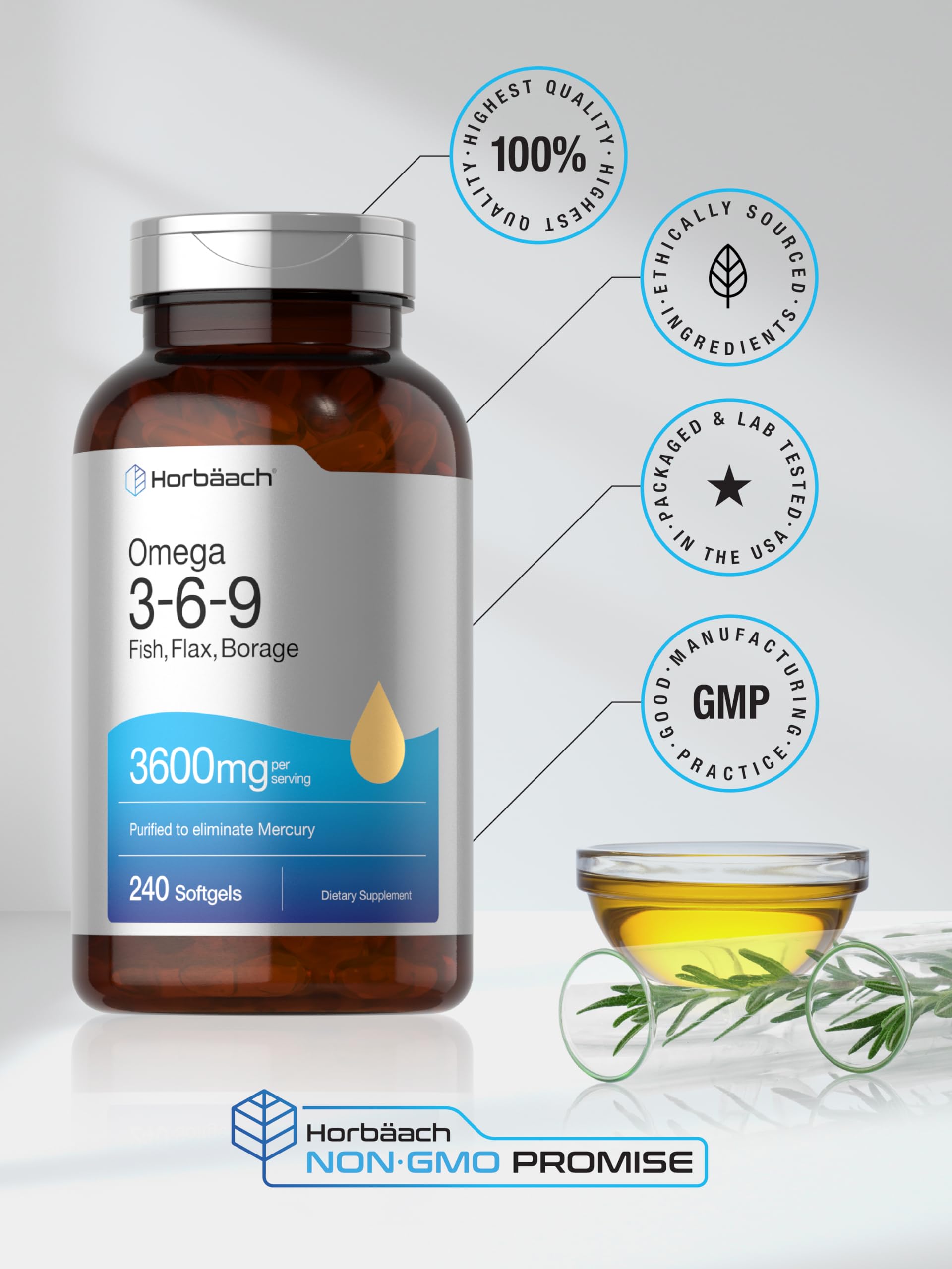 non-gmo horbaach omega 3-6-9 softgels 240