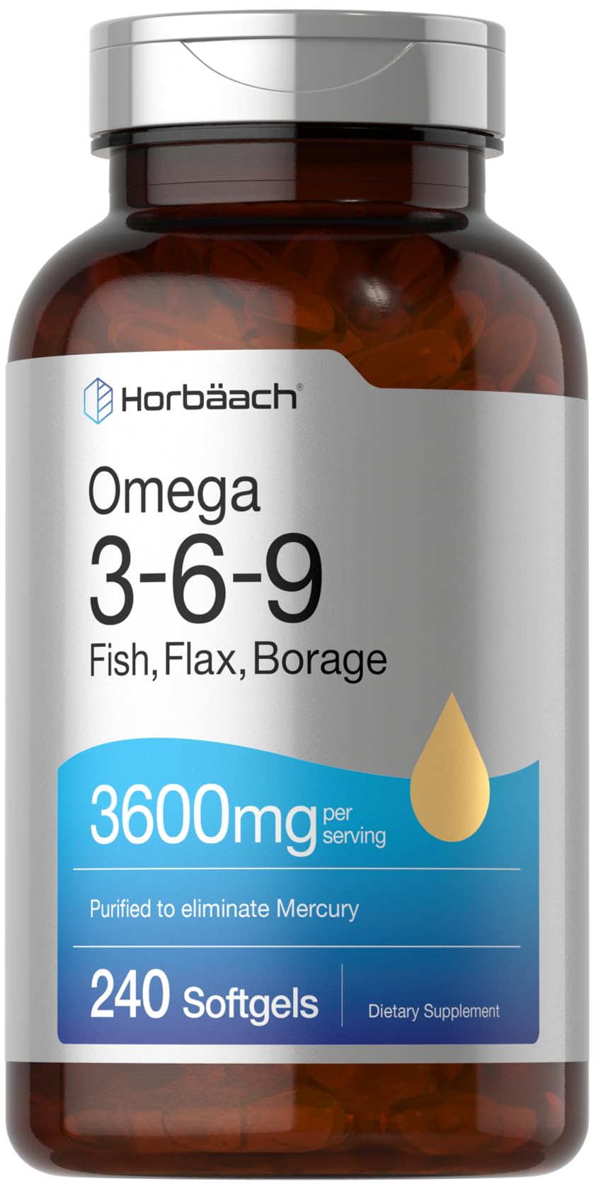 horbaach triple omega 3-6-9 softgels 240 count