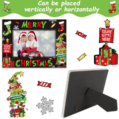 Horizontal Christmas photo frame with winter decor motif