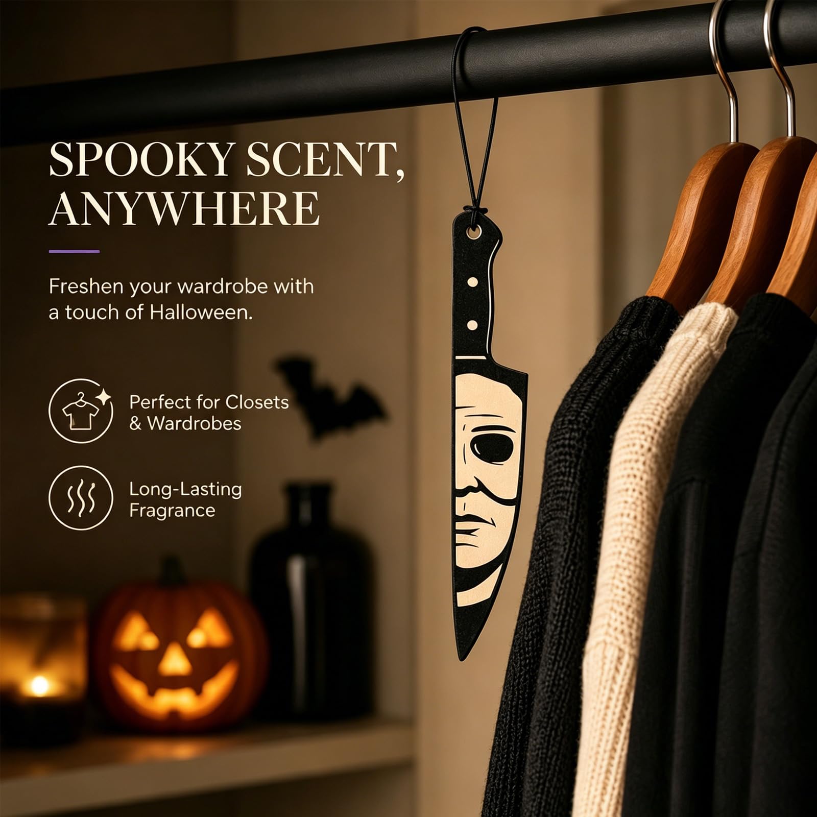 halloween car decor air freshener hanging on rearview mirror