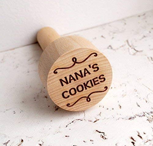 Wooden rolling pin cookie stamp for decorating