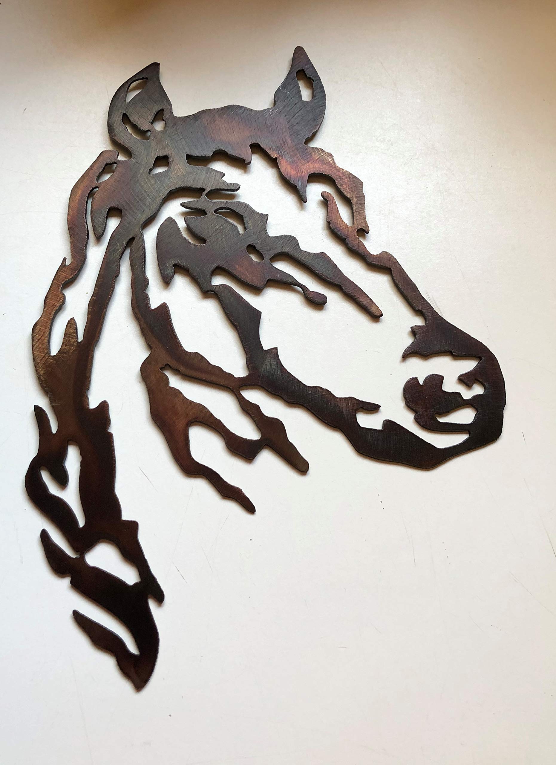 Back bracket pre welded for easy wall mounting on horse head art