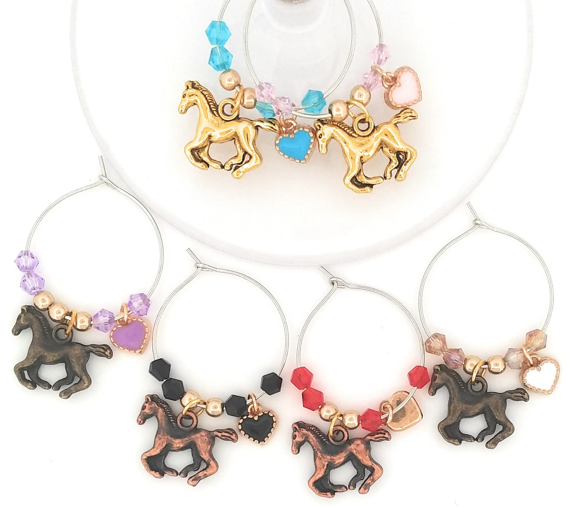 Colorful horse charms for party wine markers