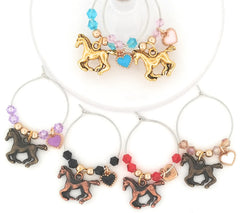 Colorful horse charms for party wine markers