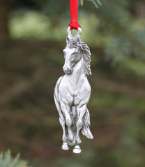Michigan handcrafted pewter horse ornament size 2 3/4 by 1 inch