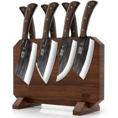 HOSHANHO 8 Pieces Butcher Kitchen Knife Set with magnetic block