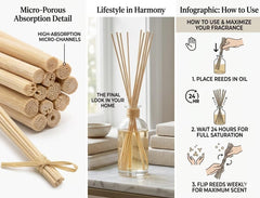 7-inch natural rattan reeds for essential oil diffusers