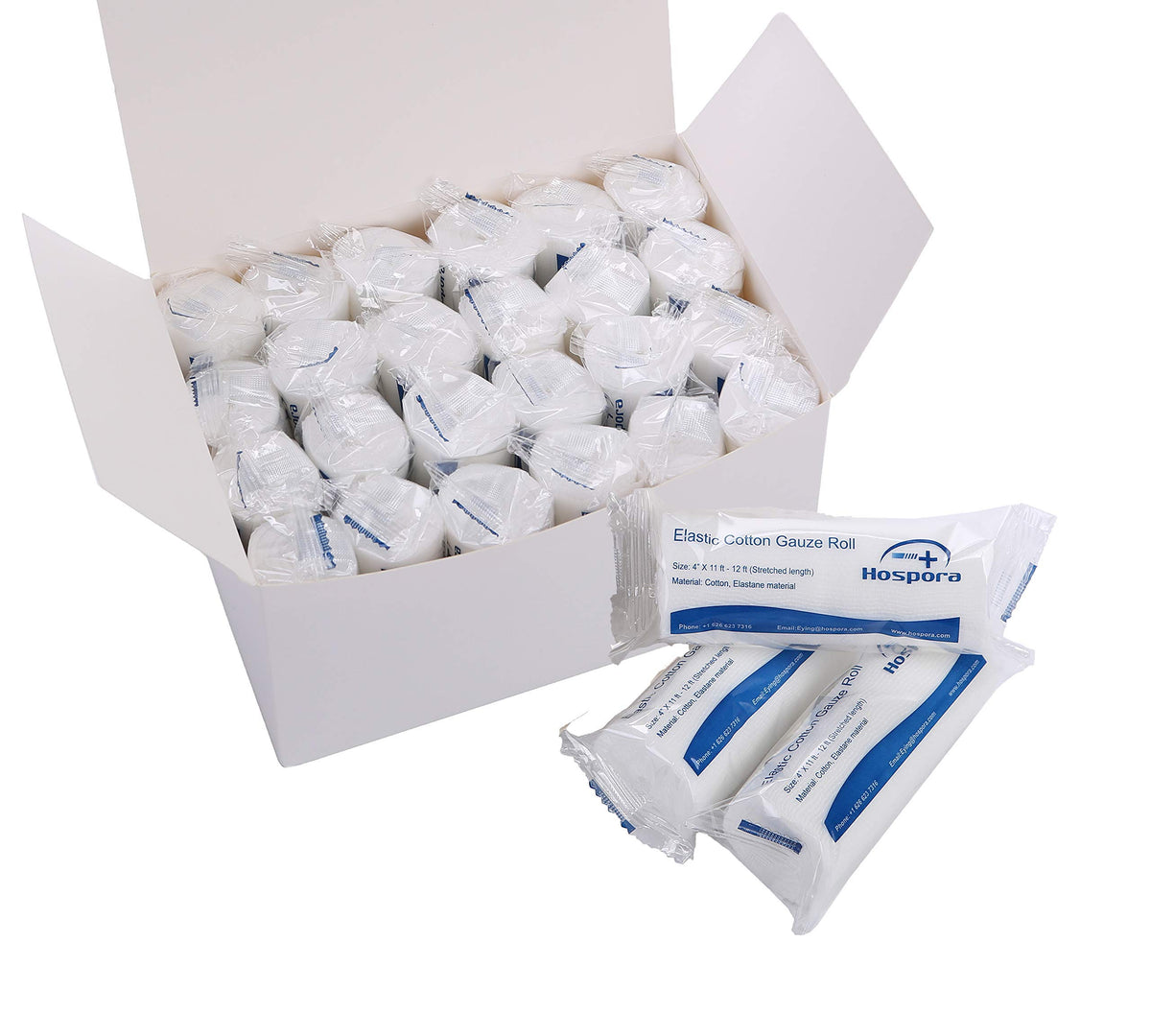 Hospora medical elastic cotton conforming gauze roll 4 inches pack of 24