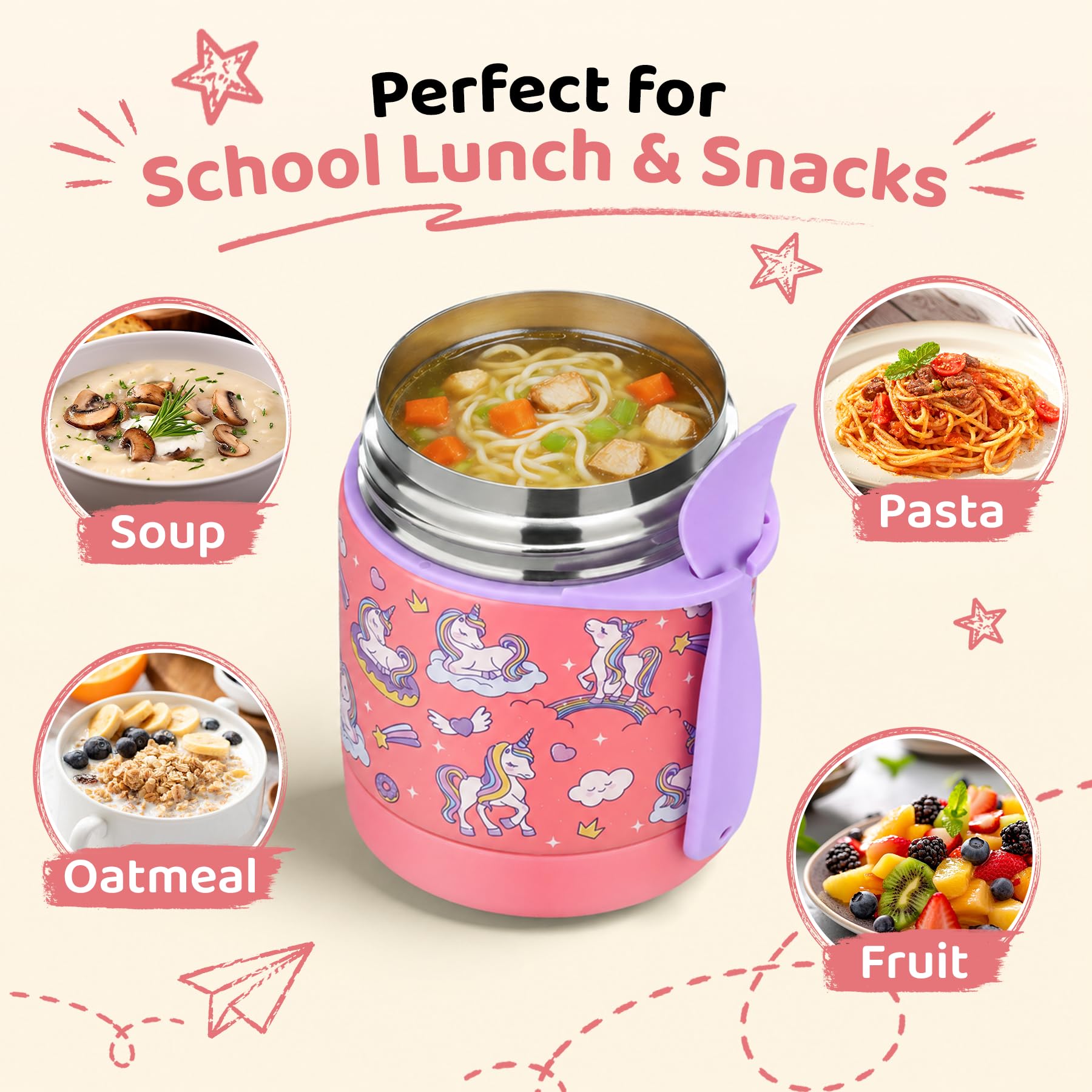 hot cold food jar for kids with 5+ hour insulation