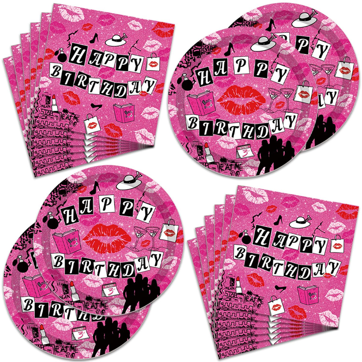 Hot Lips Plates 7 inch pink party plates for girls