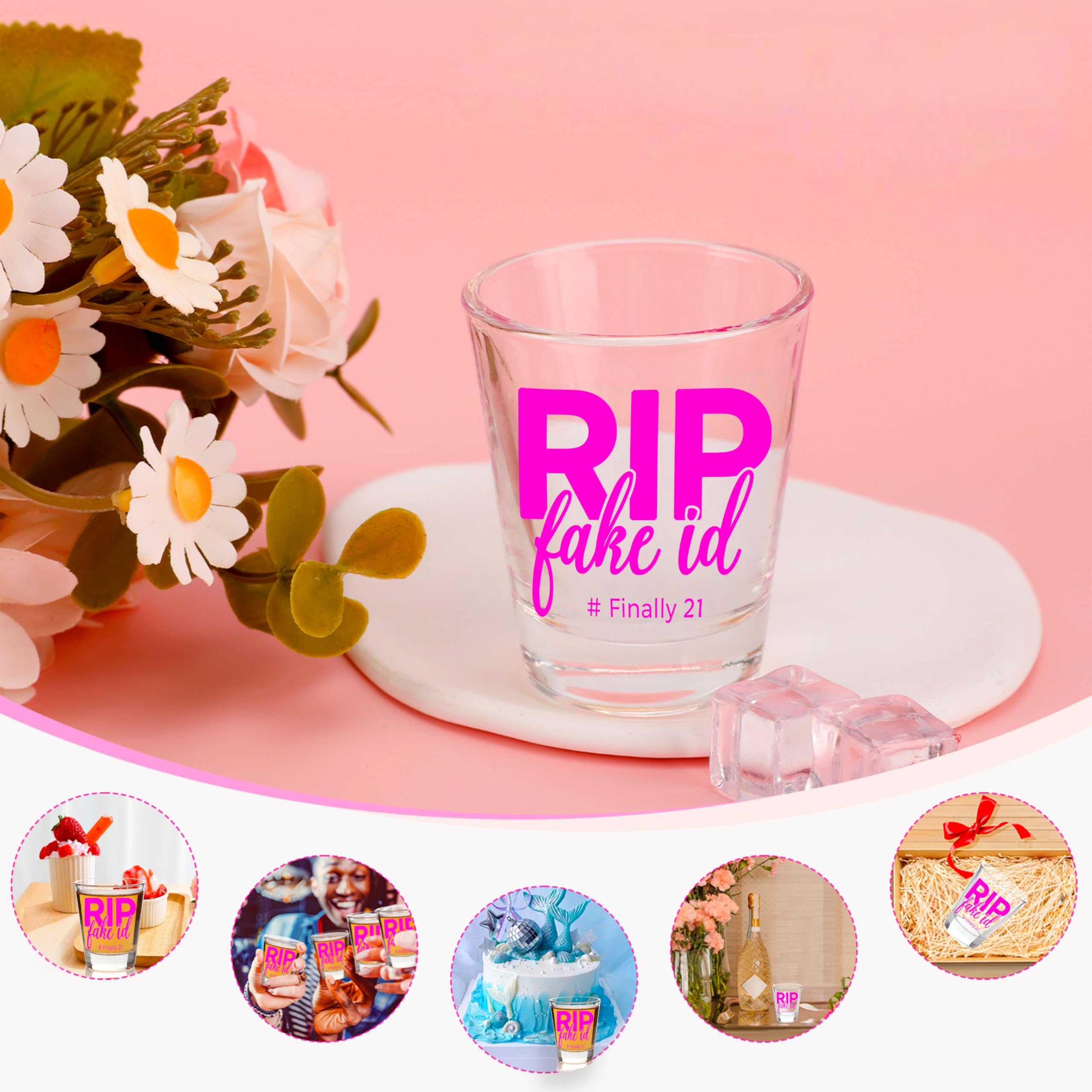 RIP fake id 21st birthday shot glass keepsake