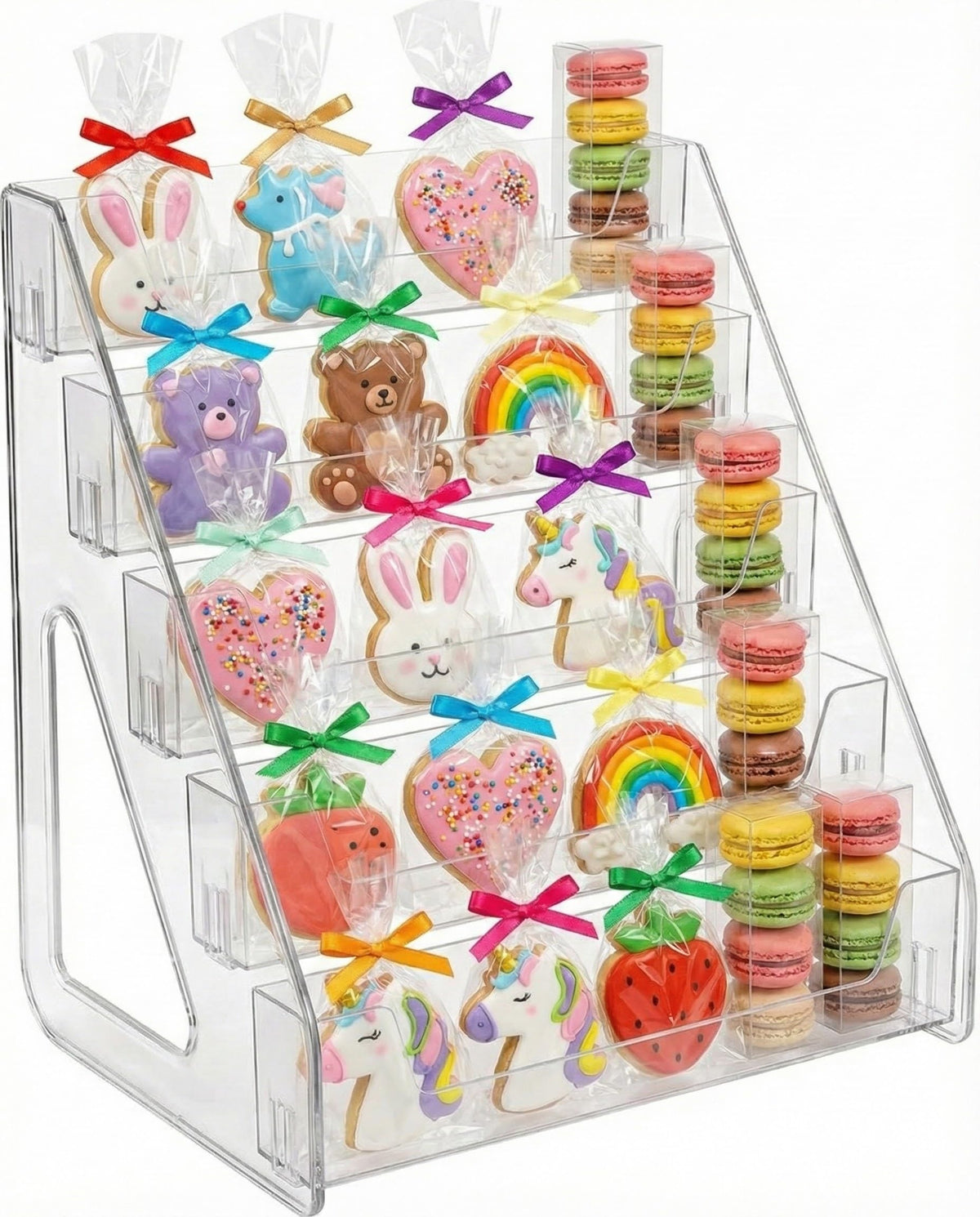 HOTCAN 5 tier acrylic cookie display stand close up