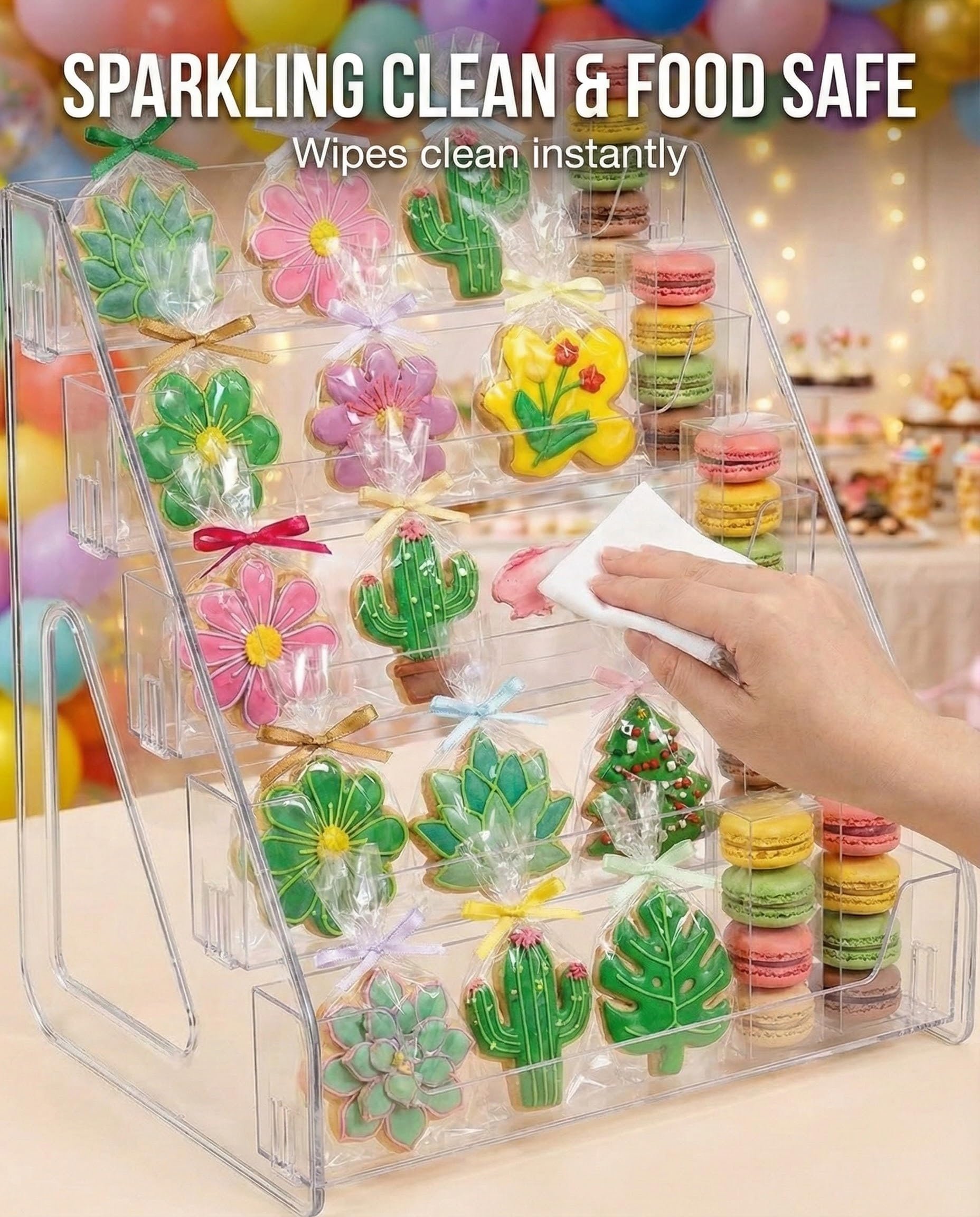 Acrylic display stand for cookies at market events