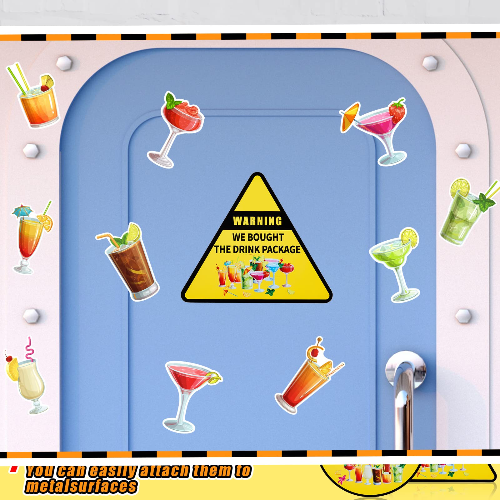 Tropical drink cruise ship magnets with colorful designs