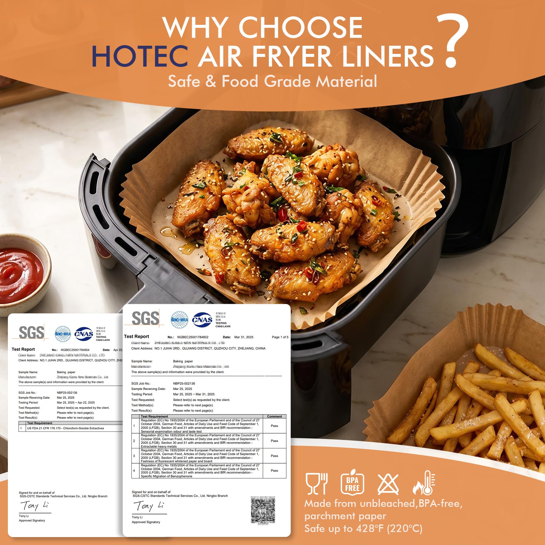 Liners designed for 5-8 qt air fryers by HOTEC