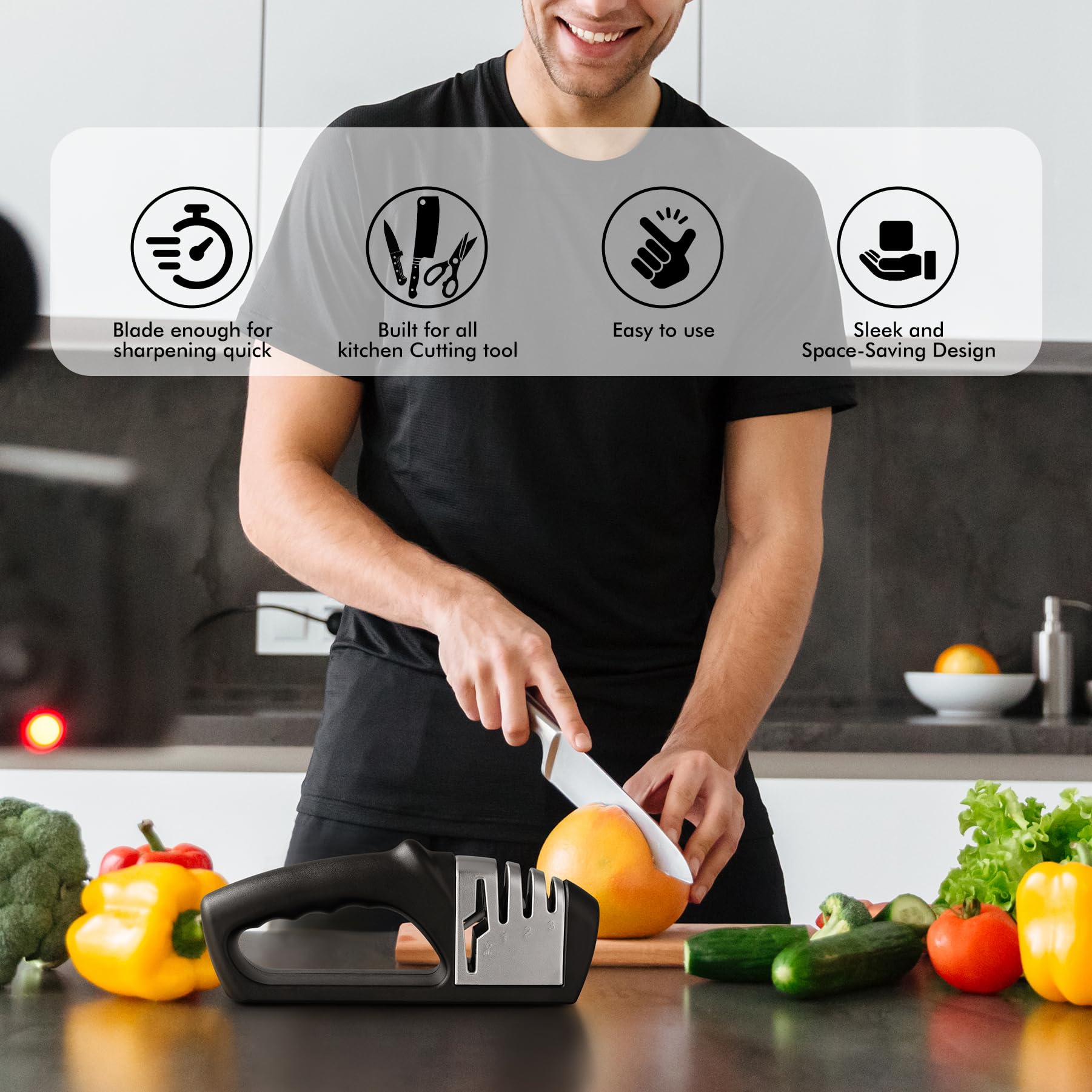 Beginner friendly knife sharpener with simple slot guide