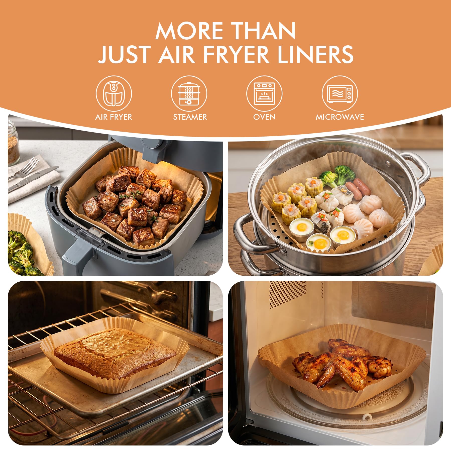 Non-stick coated parchment for easy food release HOTEC liners