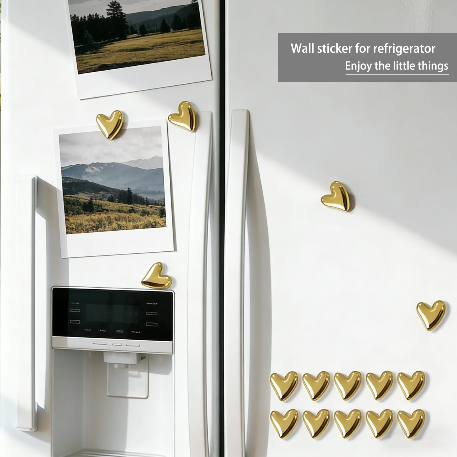 gold heart shaped fridge magnets resin decorative for whiteboard