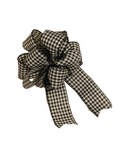Large white and black houndstooth fluffy bow for wreaths or signs