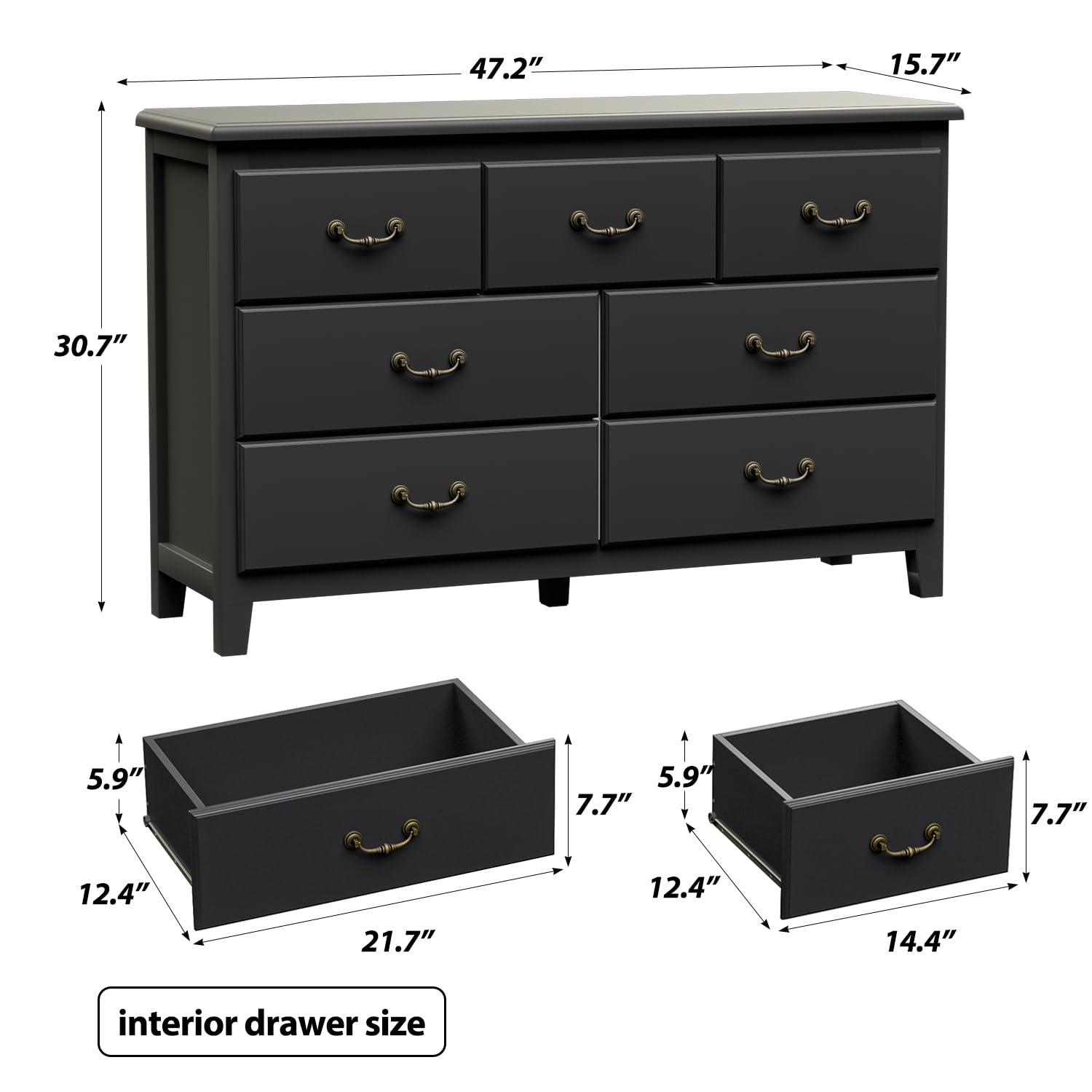 HOUROM seven-drawer dresser open drawers