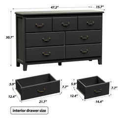 HOUROM seven-drawer dresser open drawers