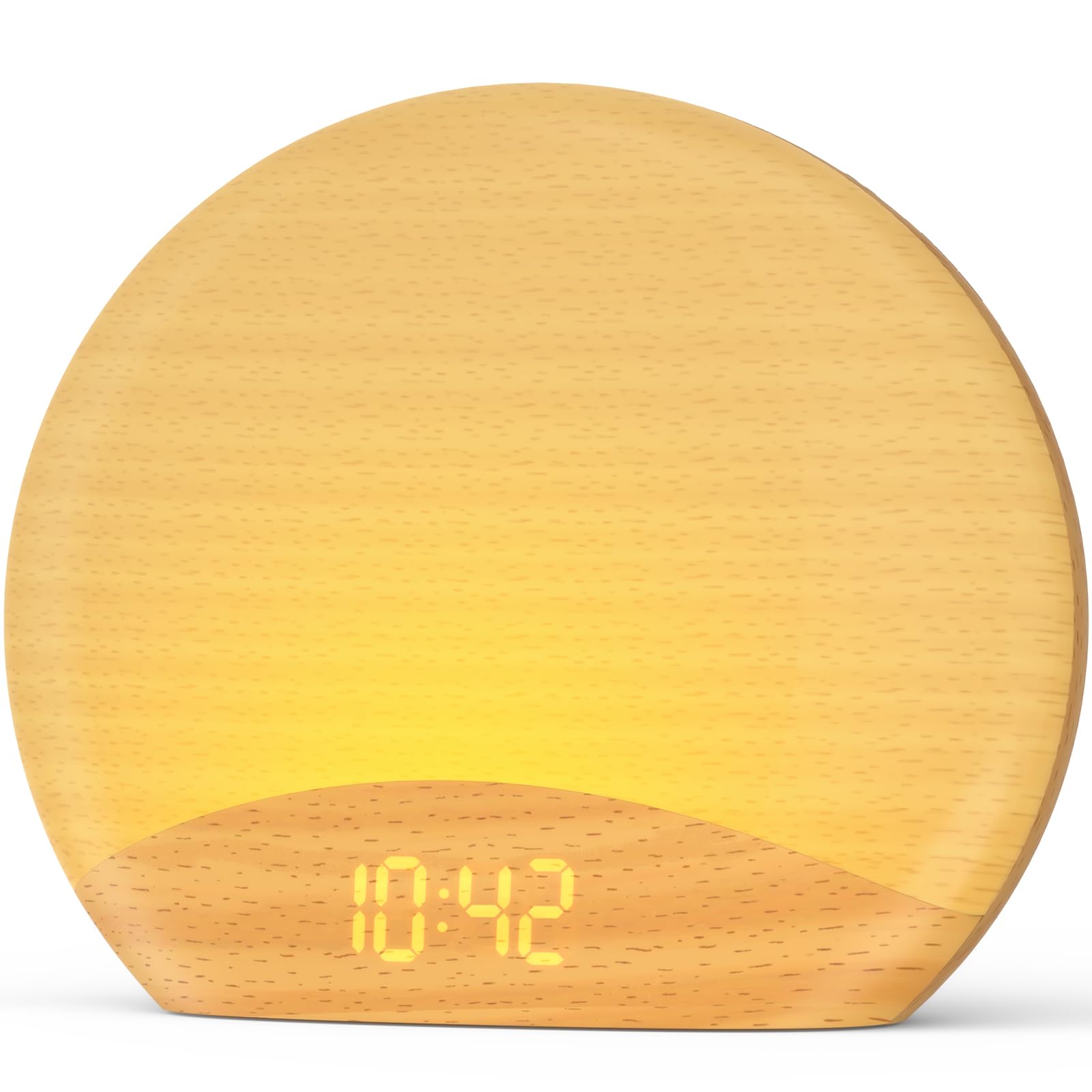 HOUSBAY Sunrise Alarm Clock for Bedroom in wood-inspired finish