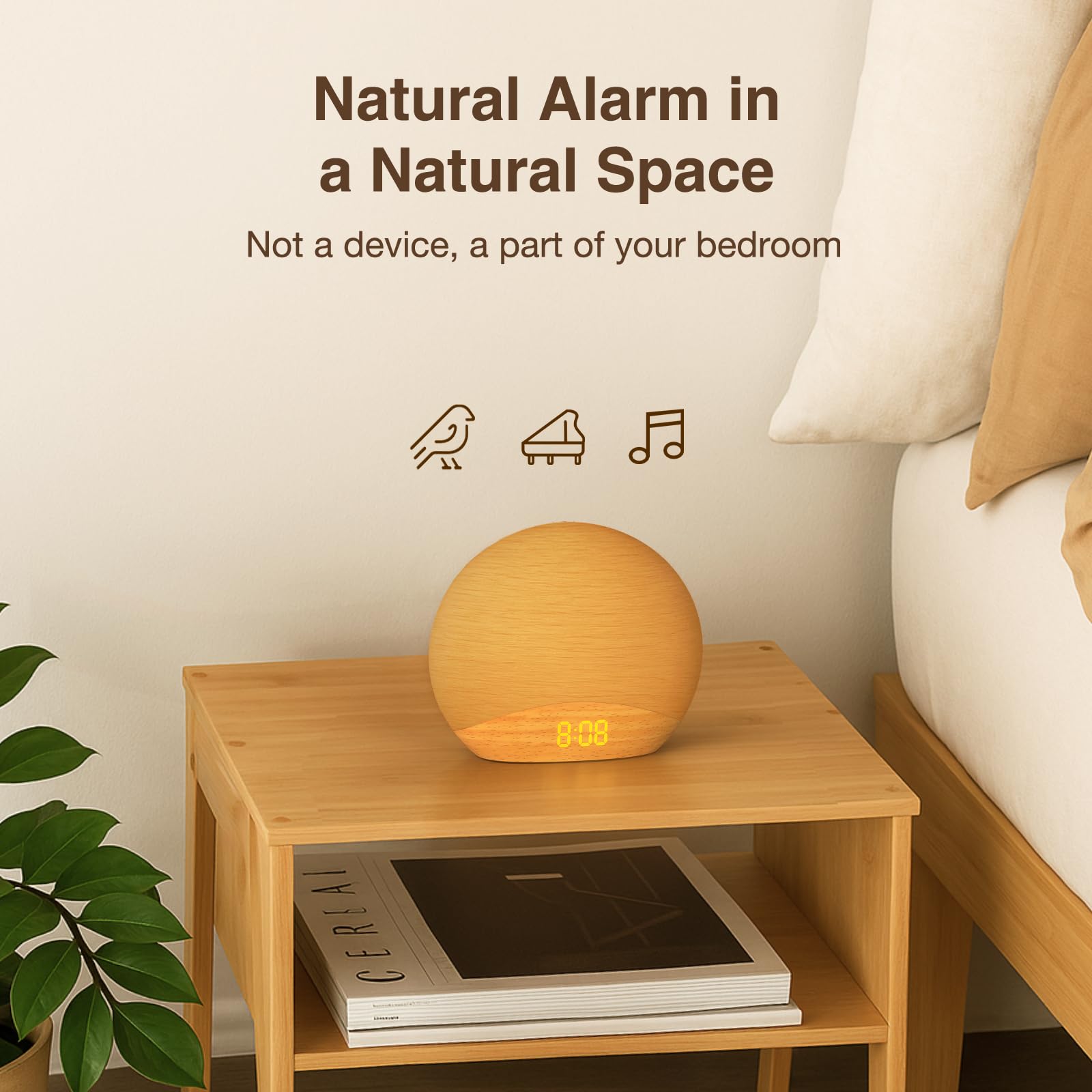 Wood-textured design complements bedroom decor