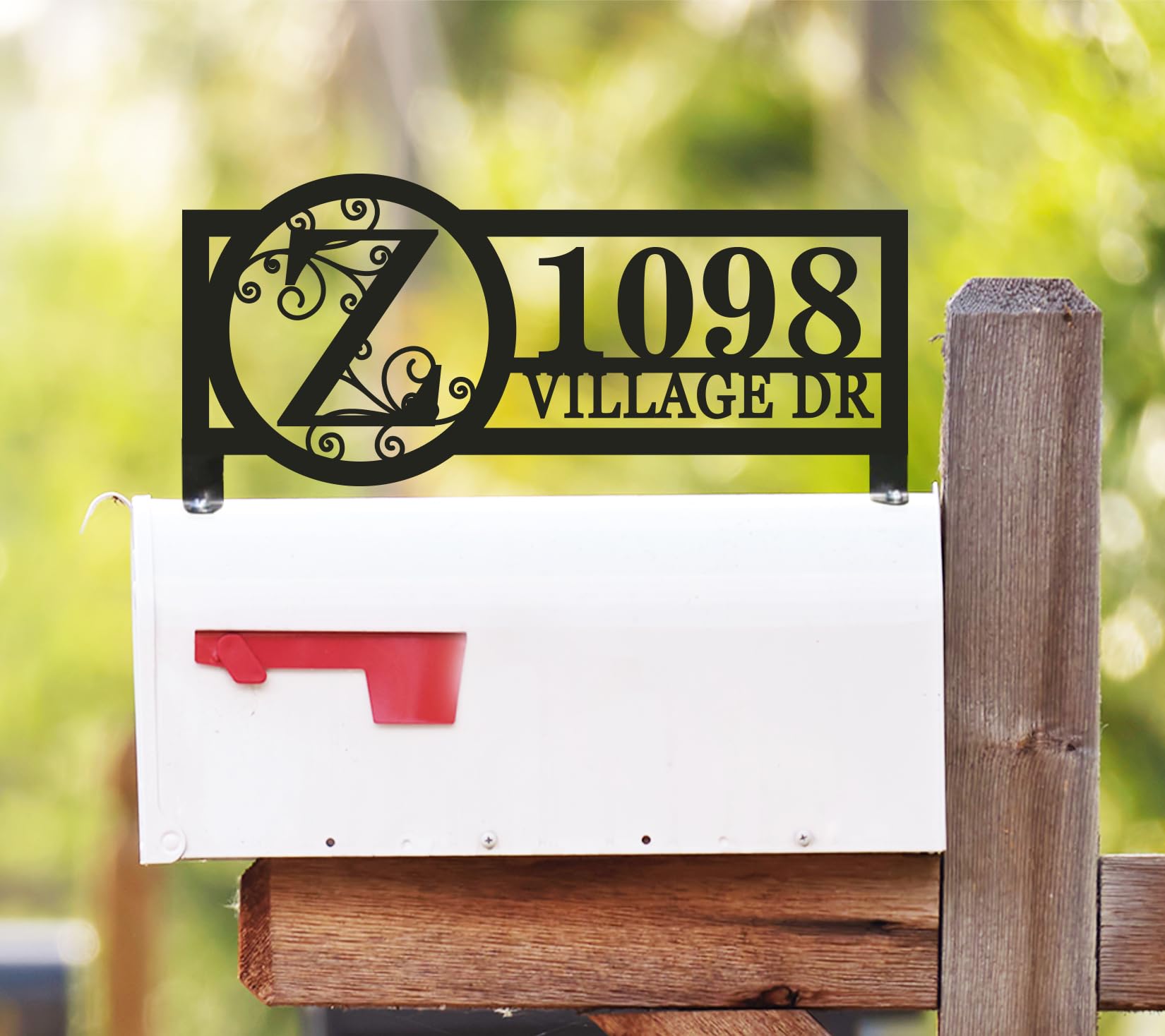 14 gauge steel address plaque with laser cut design