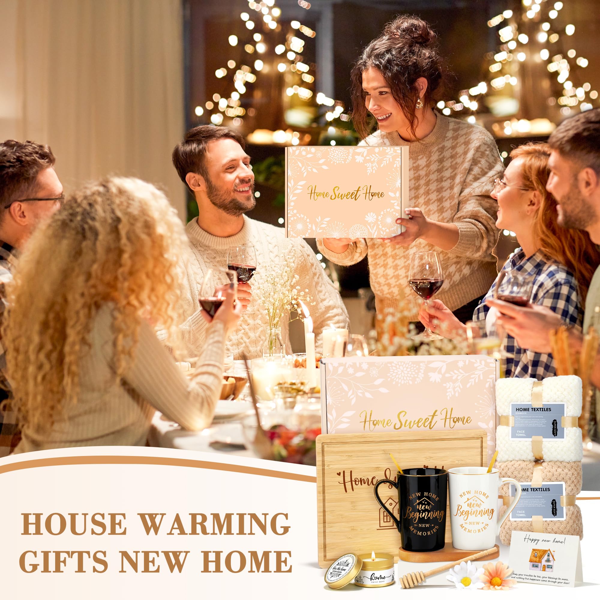 Elegant gift box packaging for housewarming set