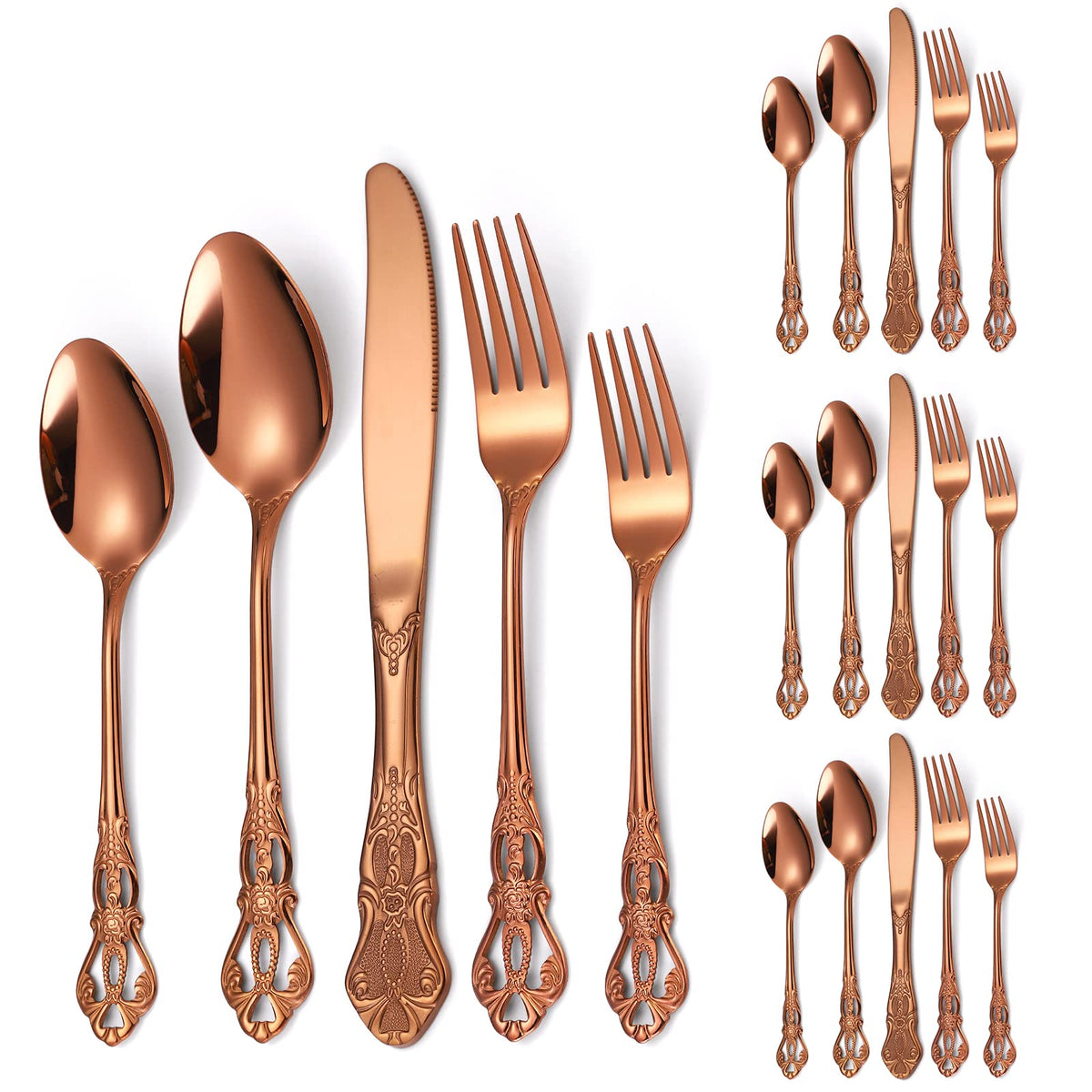 Houseware Royal flatware for four copper rose gold finish