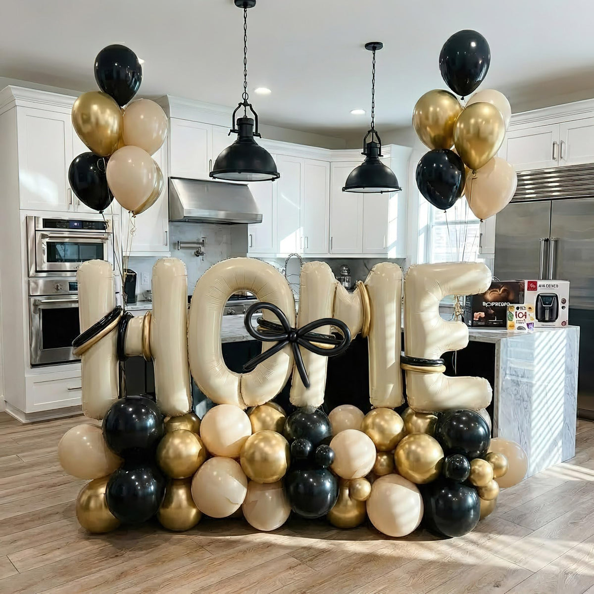 40 inch HOME letter foil balloons Milky White
