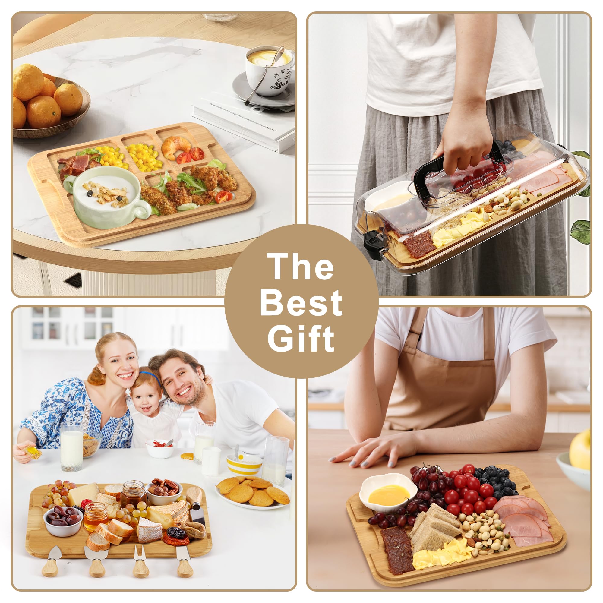 Gift-ready bamboo charcuterie board for housewarmings