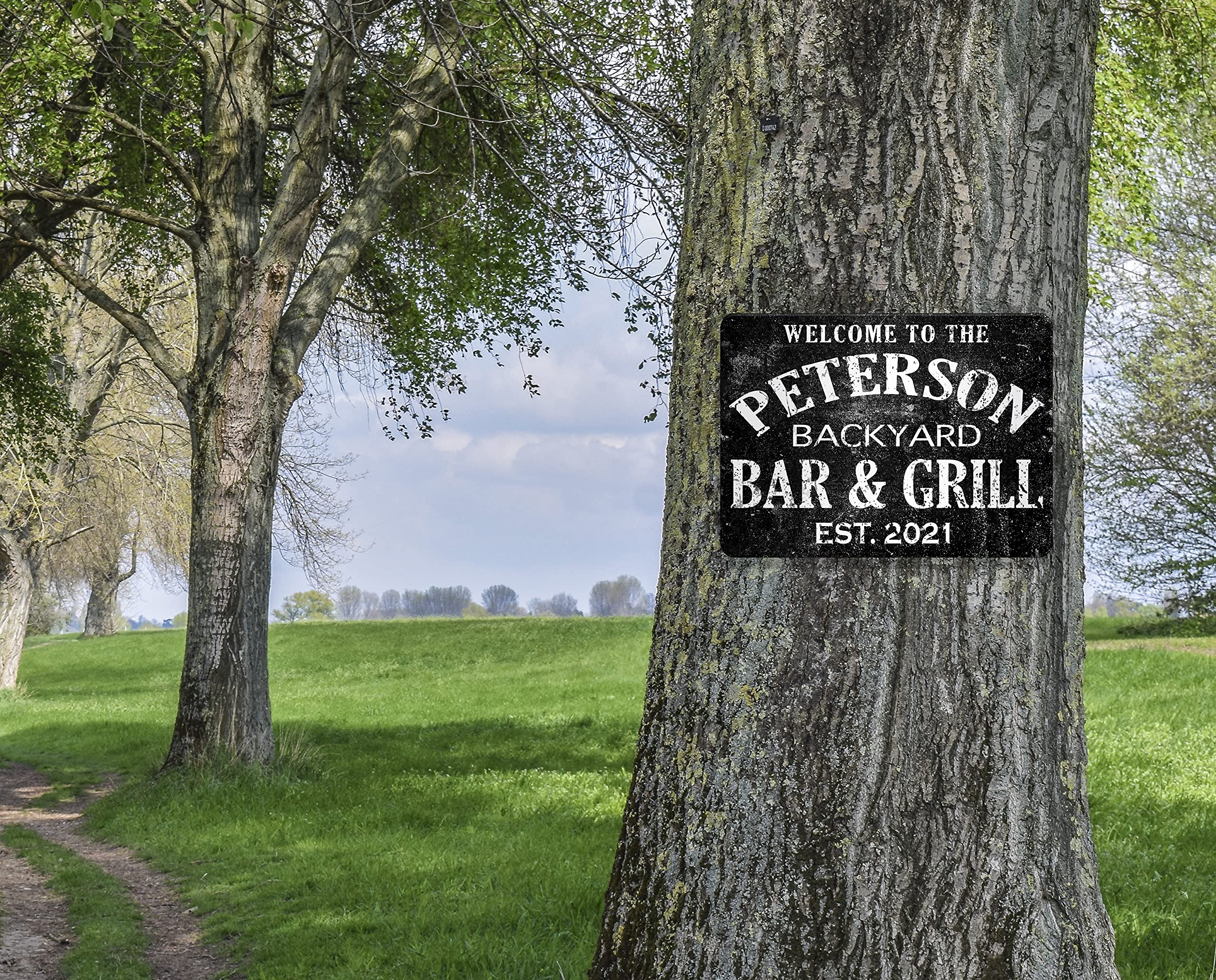 Handmade in the USA backyard decor sign