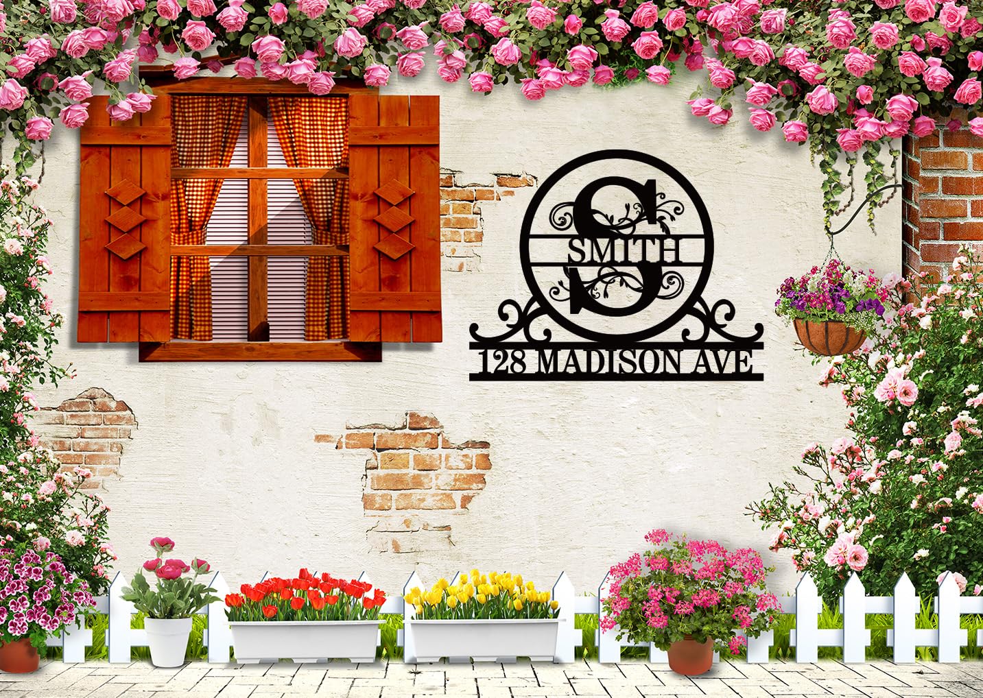 Housewarming gift sign customized with family name and address