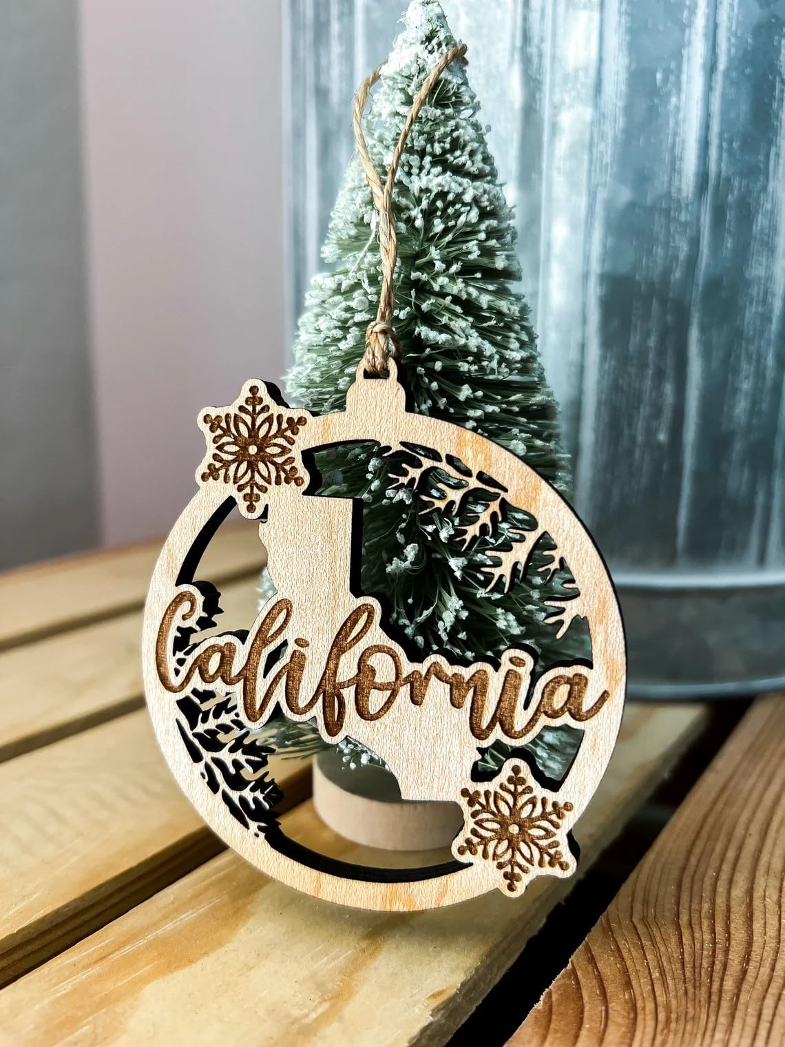 Housewarming gift state ornament maple wood