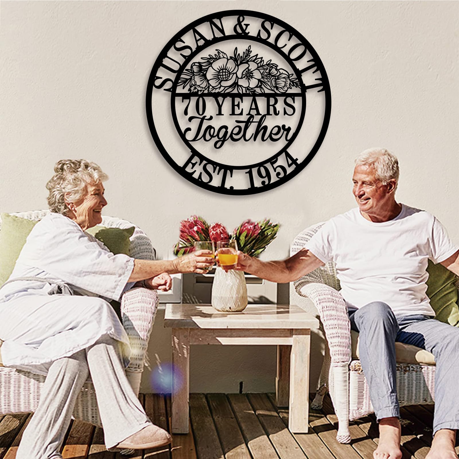 Housewarming wall sign customizable with names and date