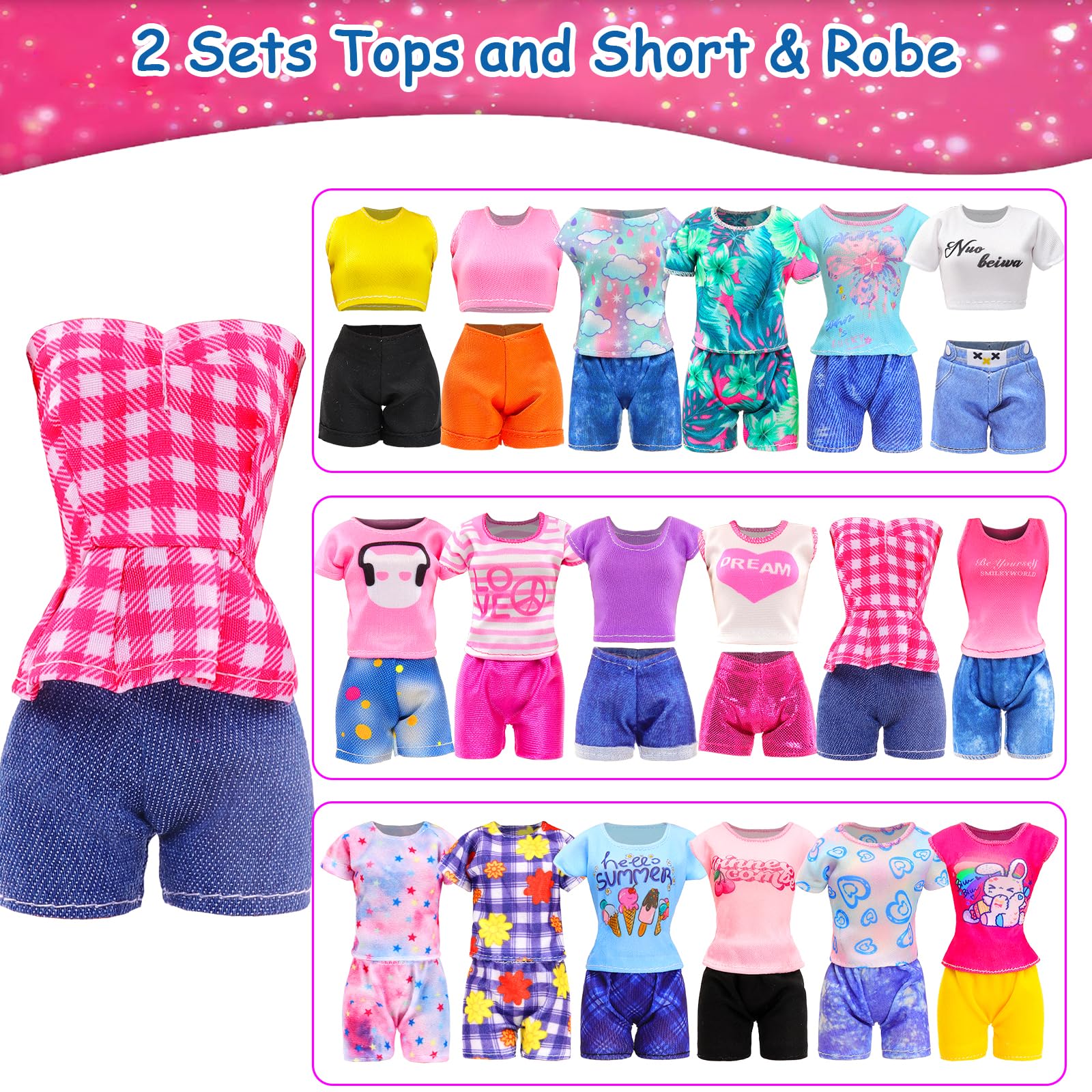 Self-adhesive elastic doll clothes for easy dressing