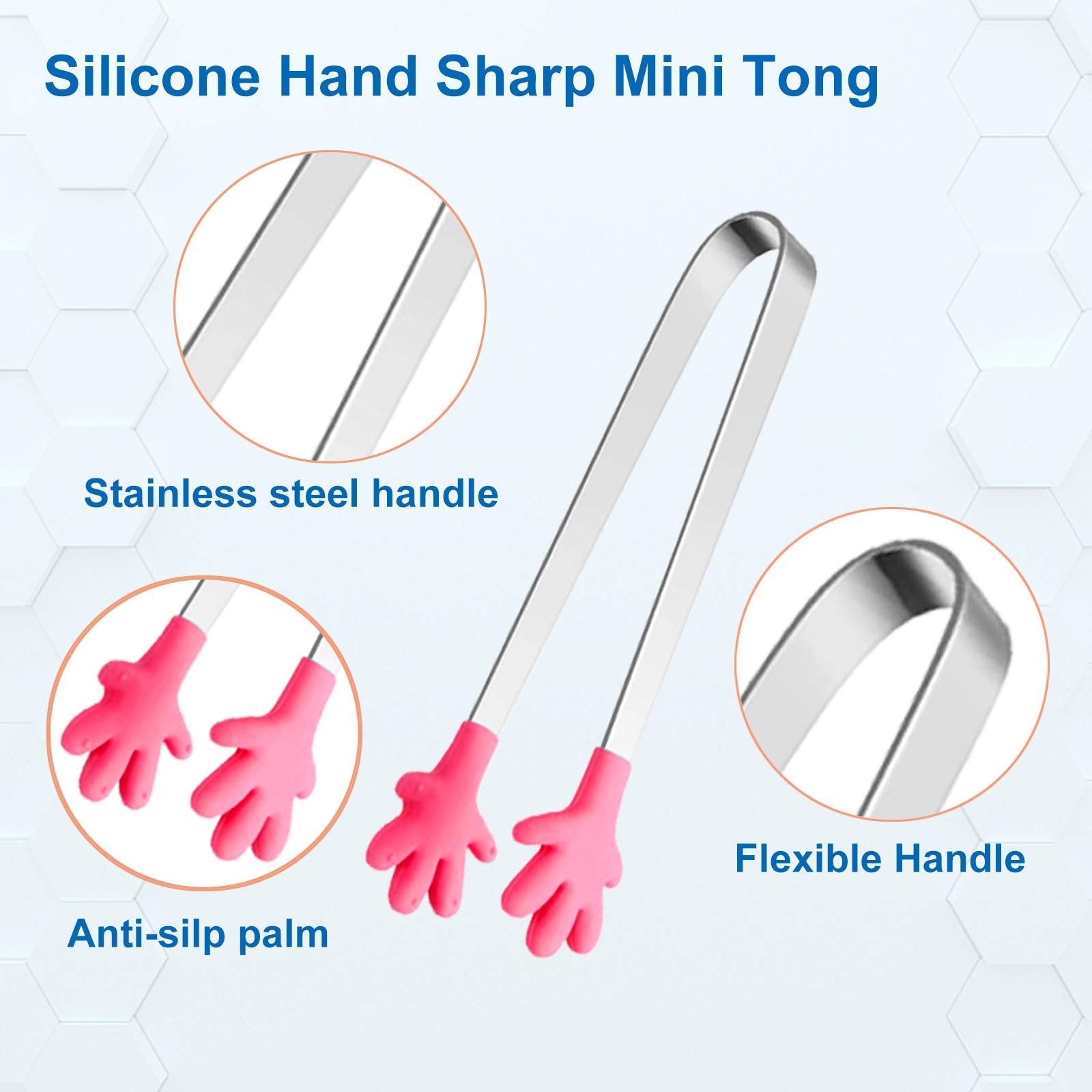 Rose red hand shape silicone tong by Hovesty for kids serving