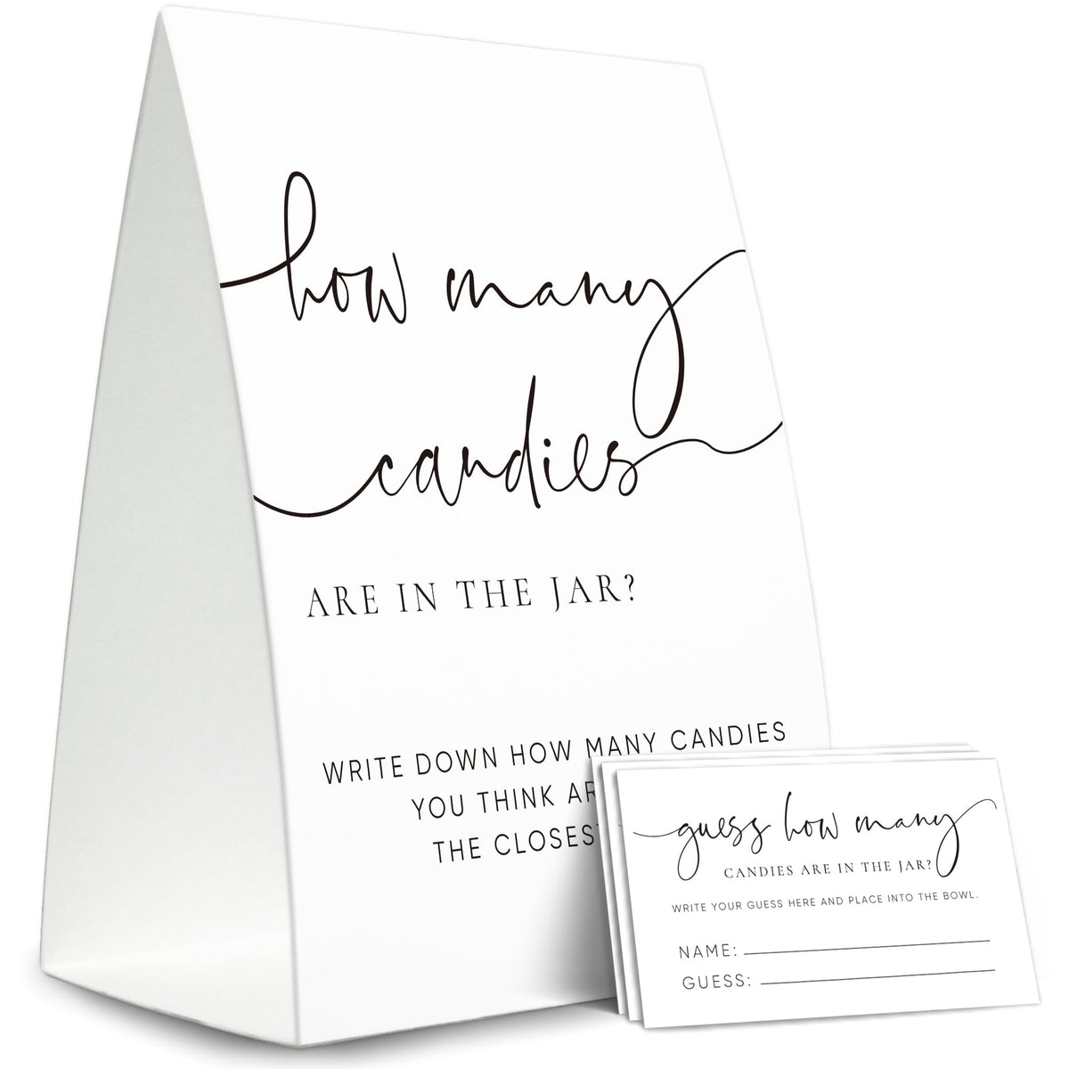How Many Candies Sign standing sign for baby shower game kit