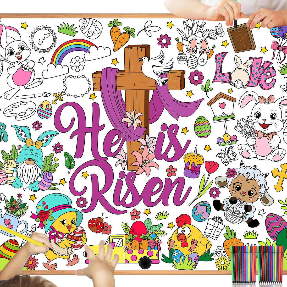 HOWAF Easter He is Risen coloring poster 118x84cm