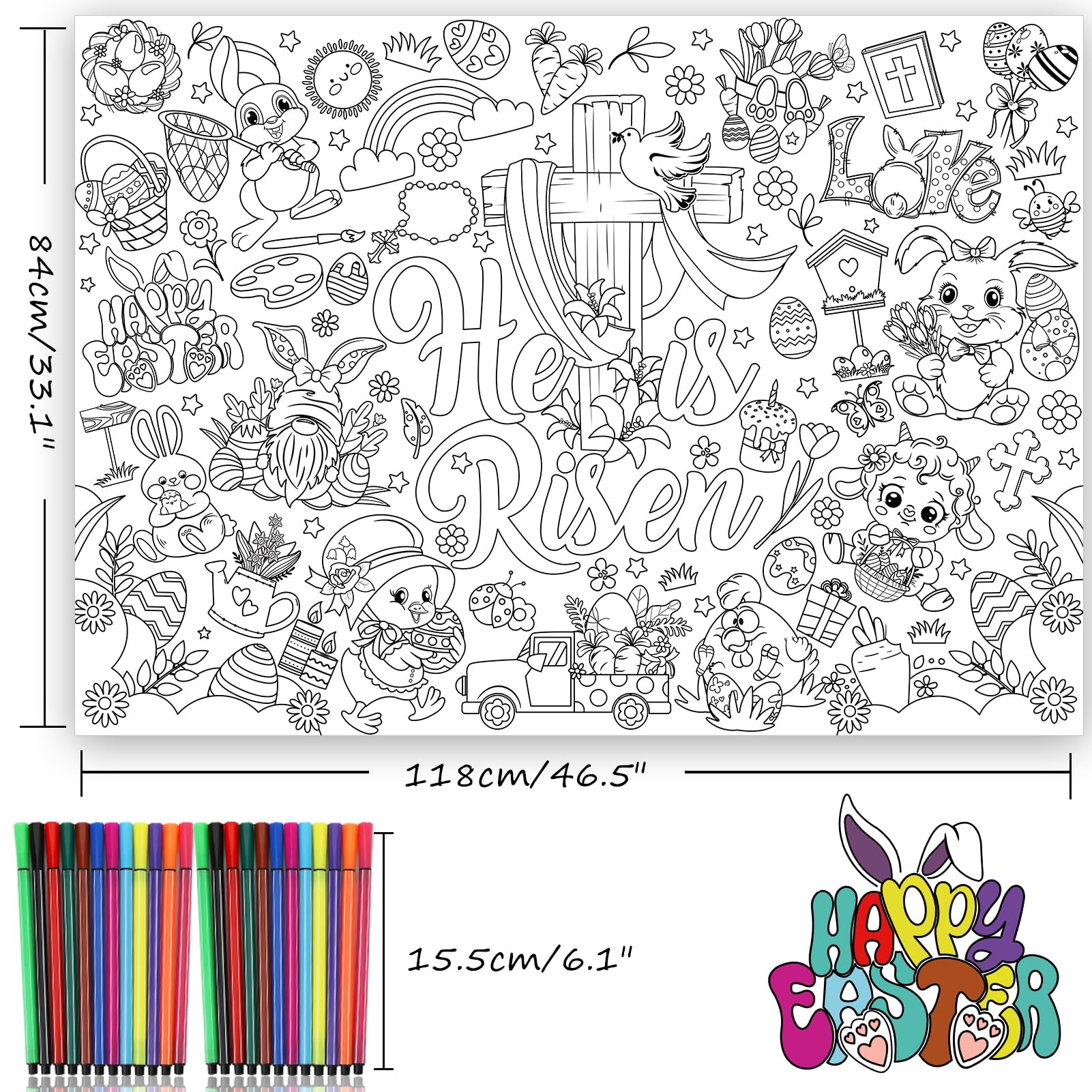 24 paint pens included with HOWAF coloring poster