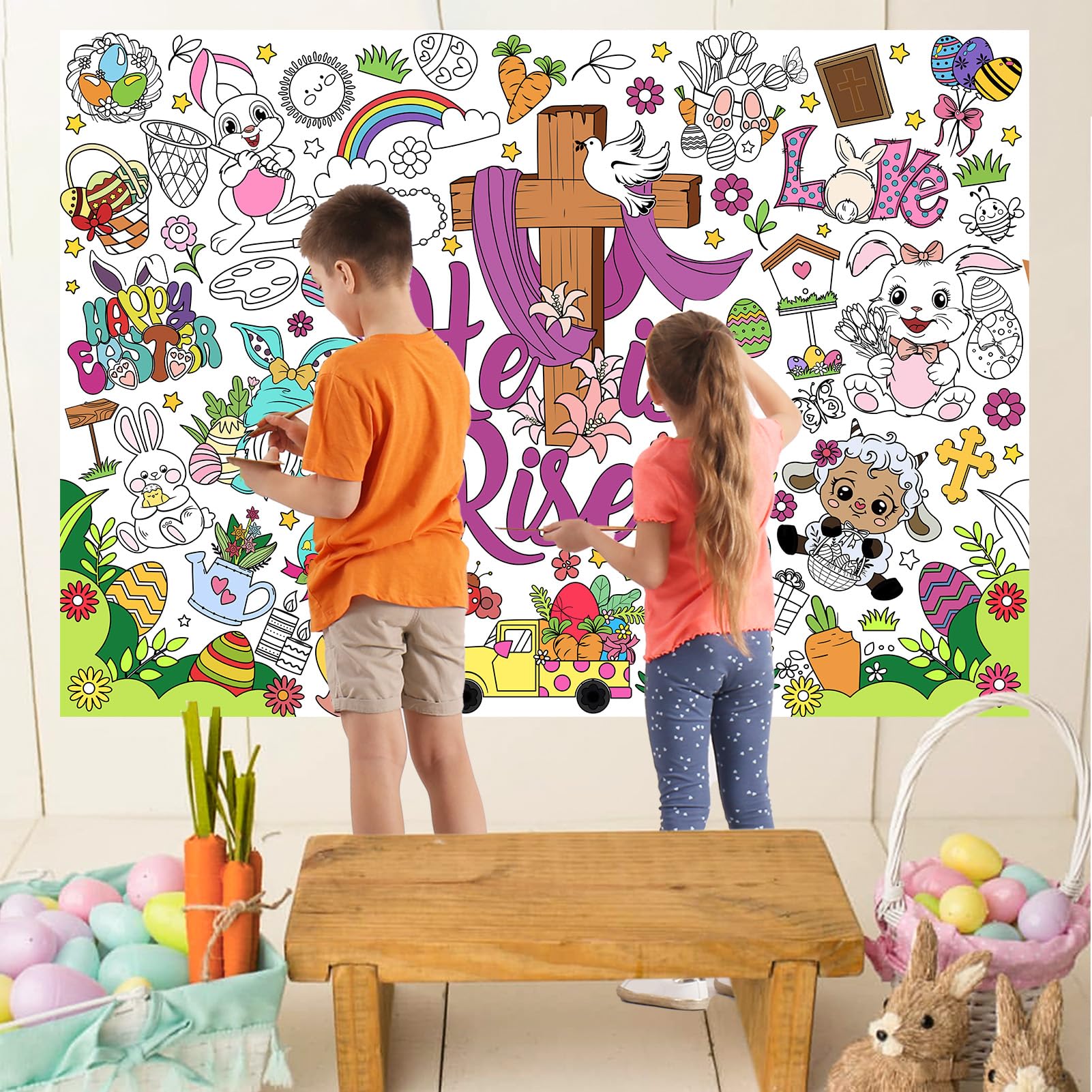 Religious Easter themed coloring poster by HOWAF