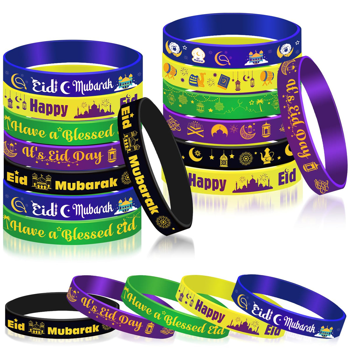 HOWAF Eid Mubarak silicone bracelets 35pcs