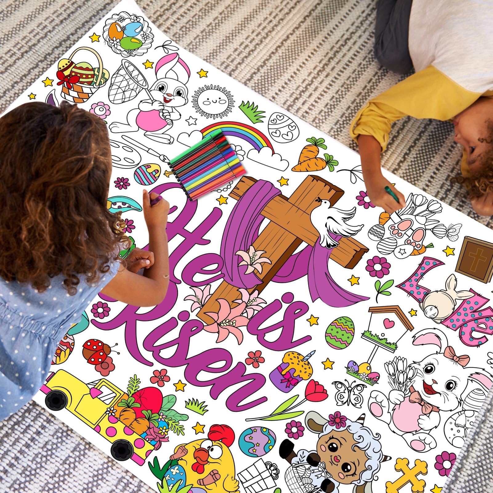 100% recycled paper coloring poster with non-toxic inks
