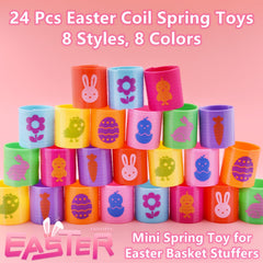 24 pcs plastic Easter eggs in 8 colors with Howzcci coil springs