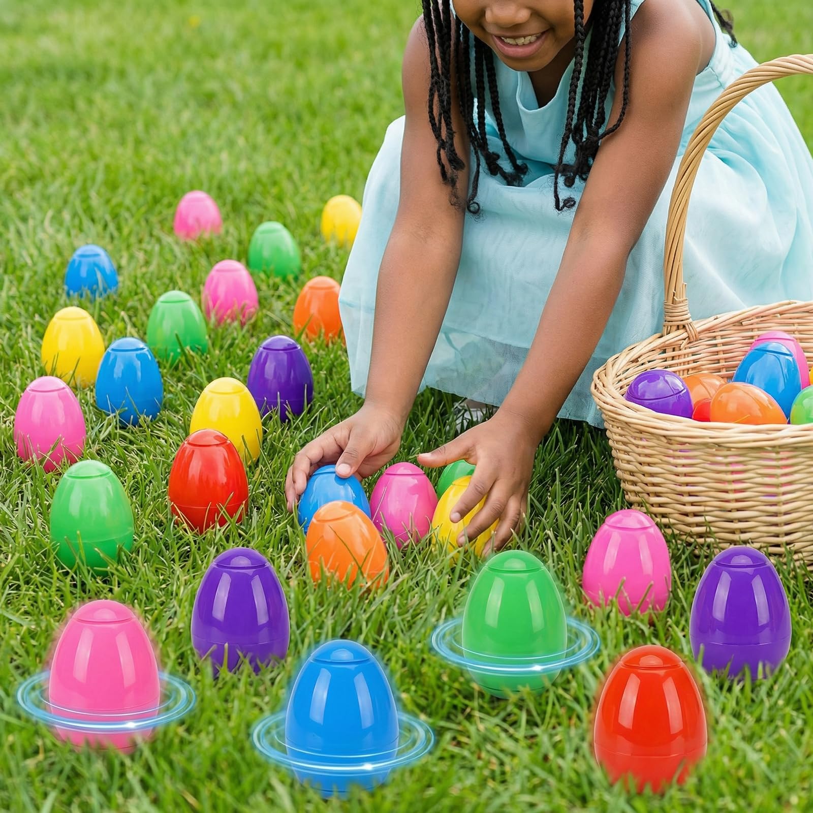 Easter egg hunt toy spinner colors for kids Howzcci
