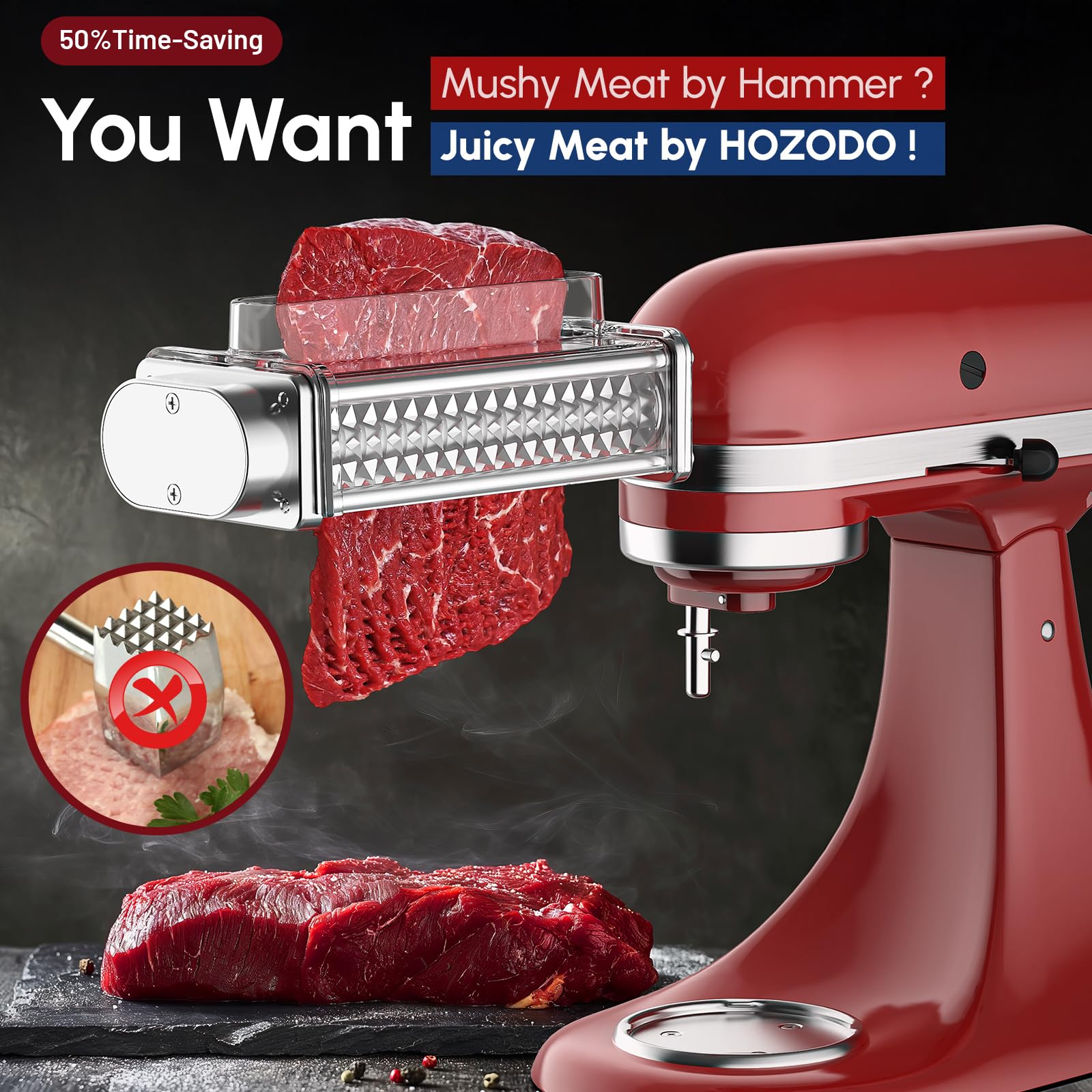 HOZODO KitchenAid stand mixer tenderizer attachment with clear cover