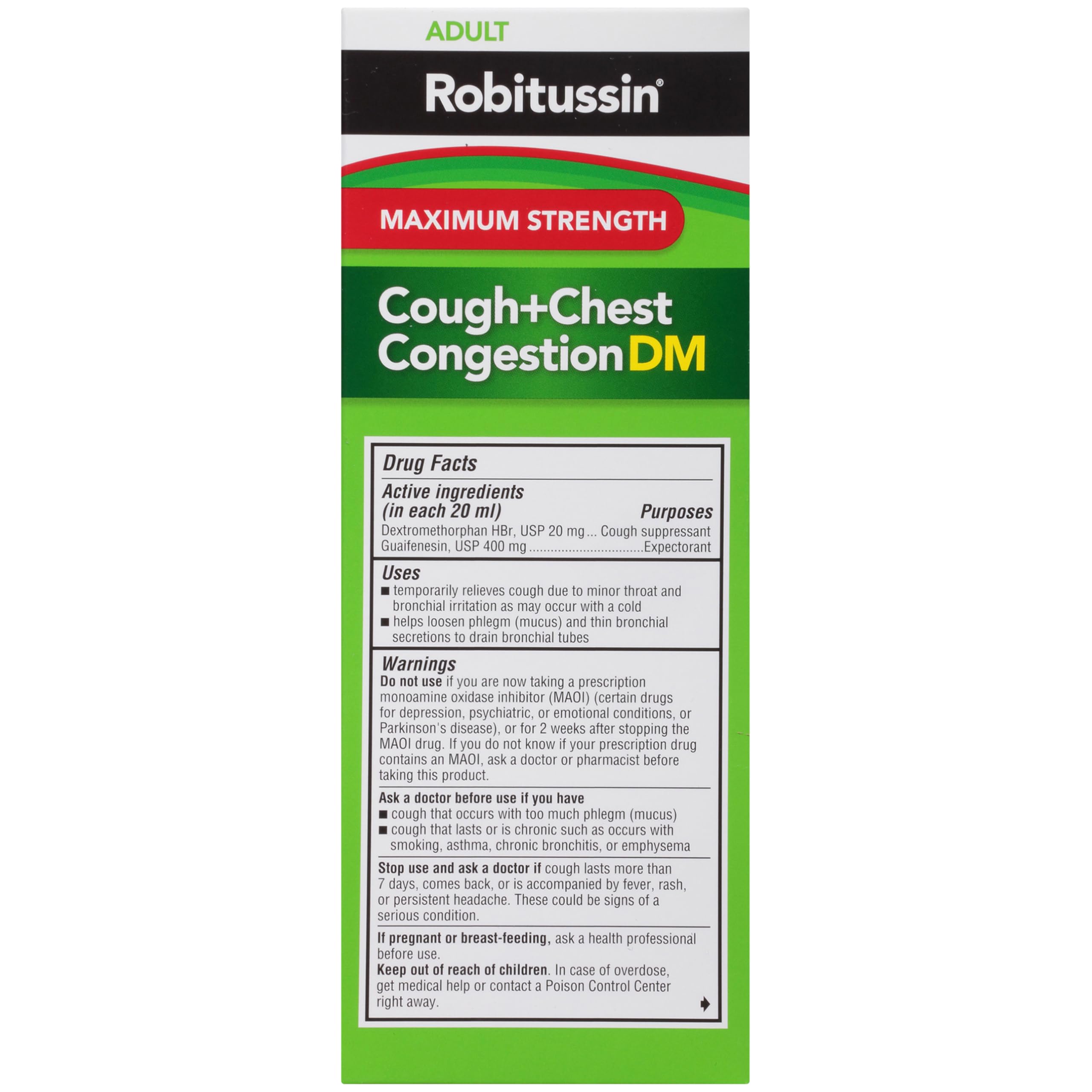 Robitussin DM raspberry flavor label